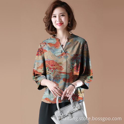 Fashionable Shirt Textile Digital Printing Fabric Retro Soft